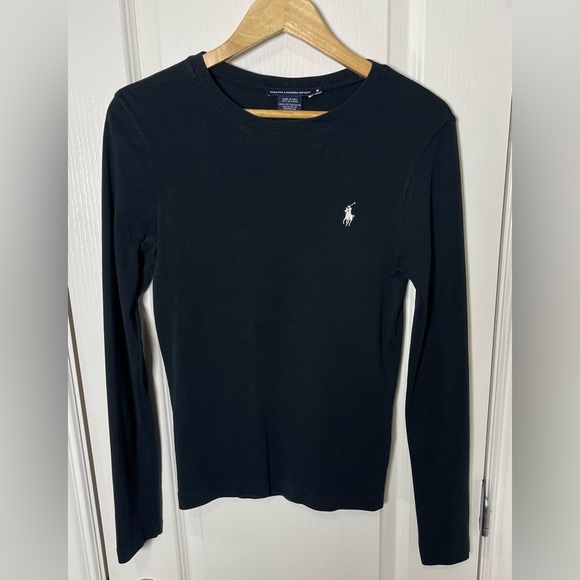 Ralph Lauren Sport Polo logo-embroidered Cotton Long Sleeve Top Size Medium - Picture 2 of 7